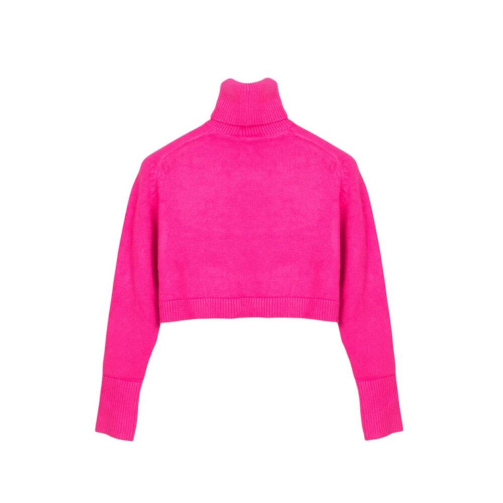 Deluc Pugliese Crop Turtleneck Sweater Jumper Womens Small Pink Long Sleeve Knit